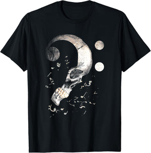 Vintage Bass Clef Skull Bass Guitar for Bassist Sheet Music T-Shirt - T-Shirt | Black