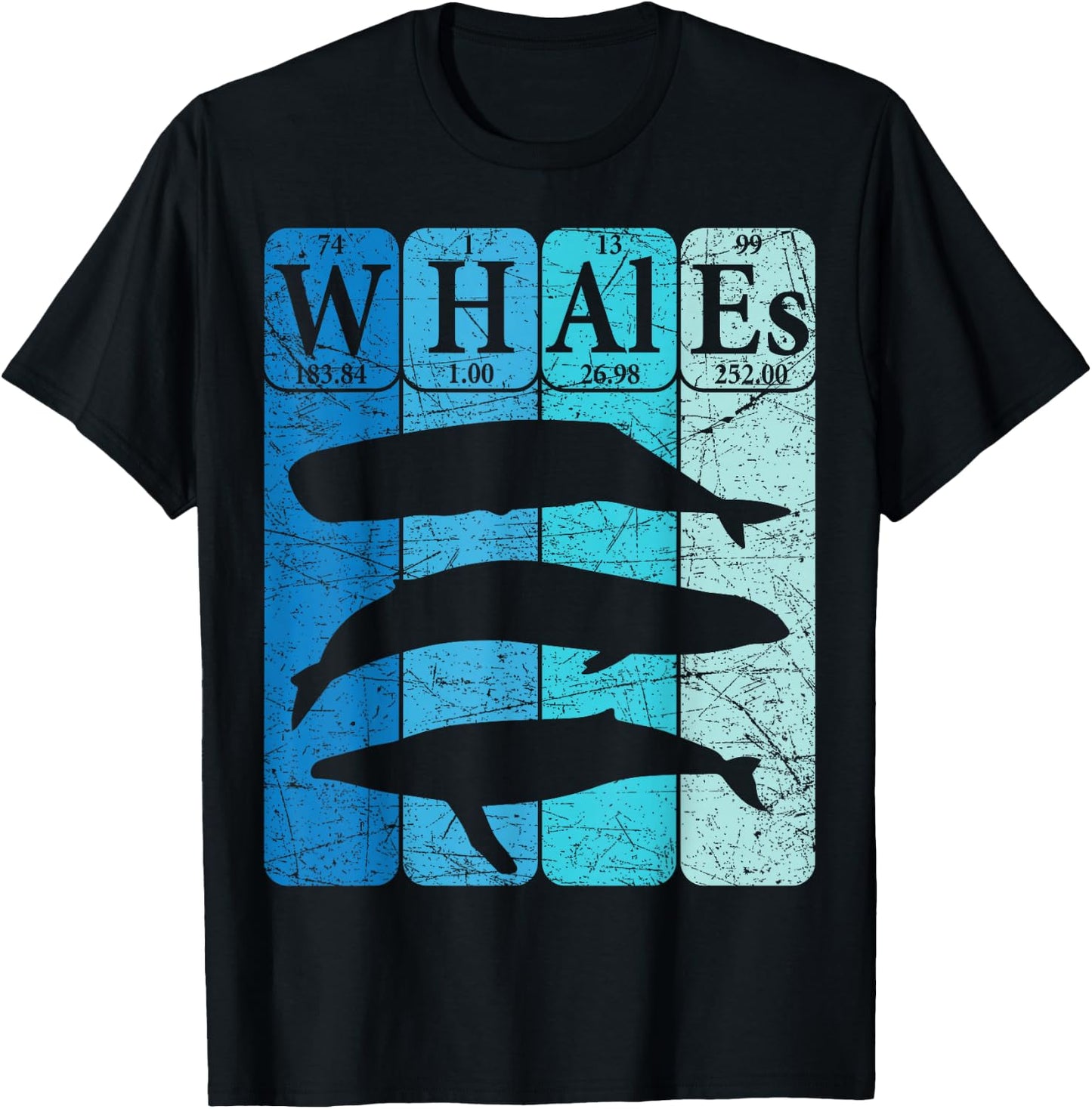 Whale Periodic Table Elements Retro Whale Cetology T-Shirt - T-Shirt | Black