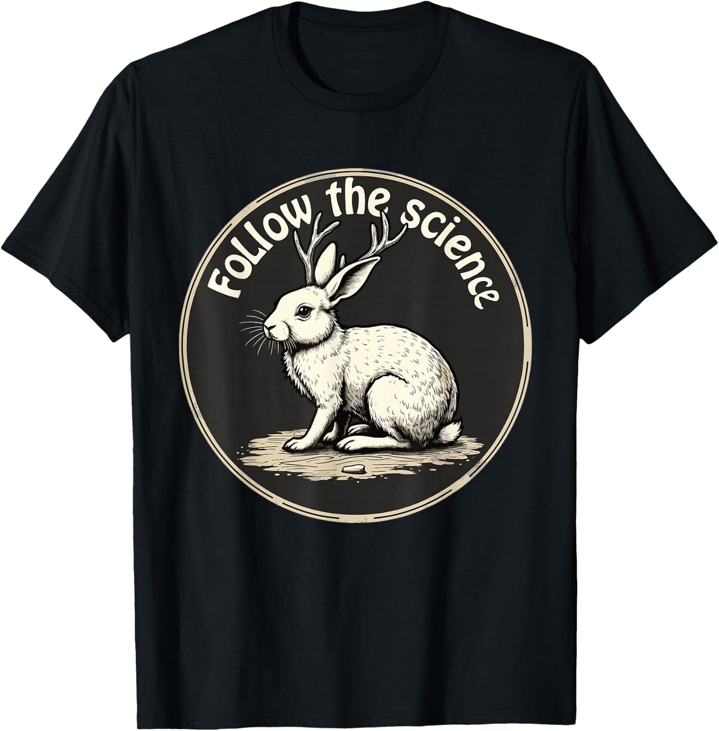Jackalope Cryptid Mythical Rabbit T-Shirt - T-Shirt | Black