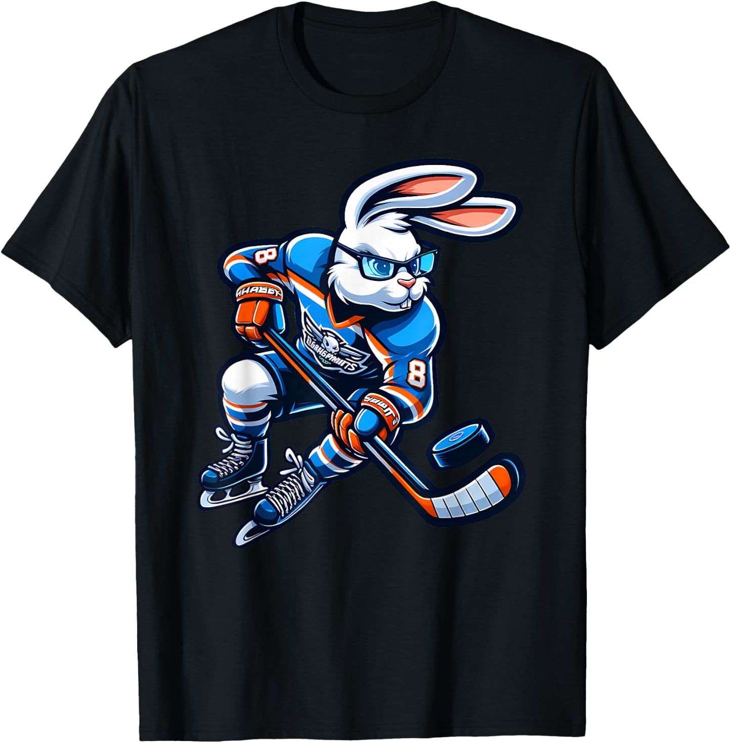 Happy Easter Bunny Hockey Rabbit Men Women Kid T-Shirt - T-Shirt | Black