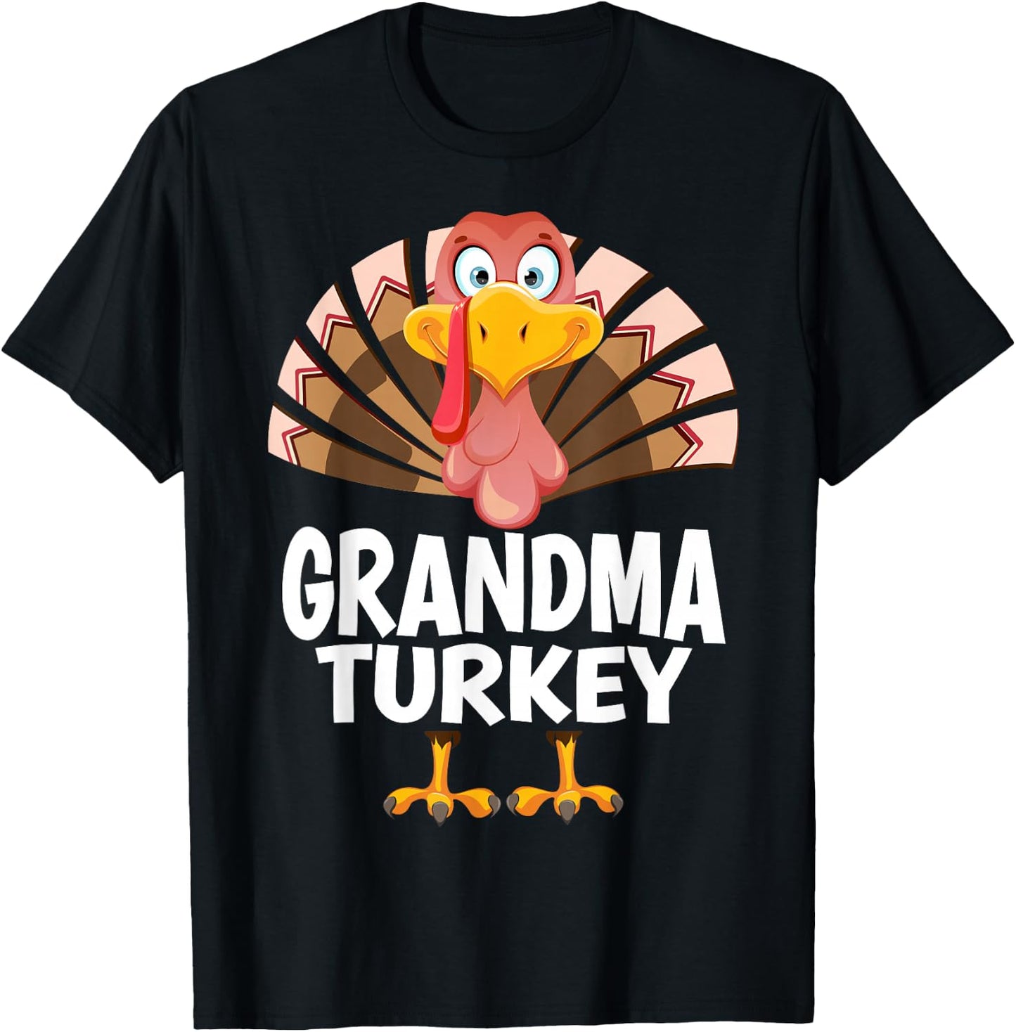 Thanksgiving Grandma Turkey Matching Pajama T-Shirt - T-Shirt | Black