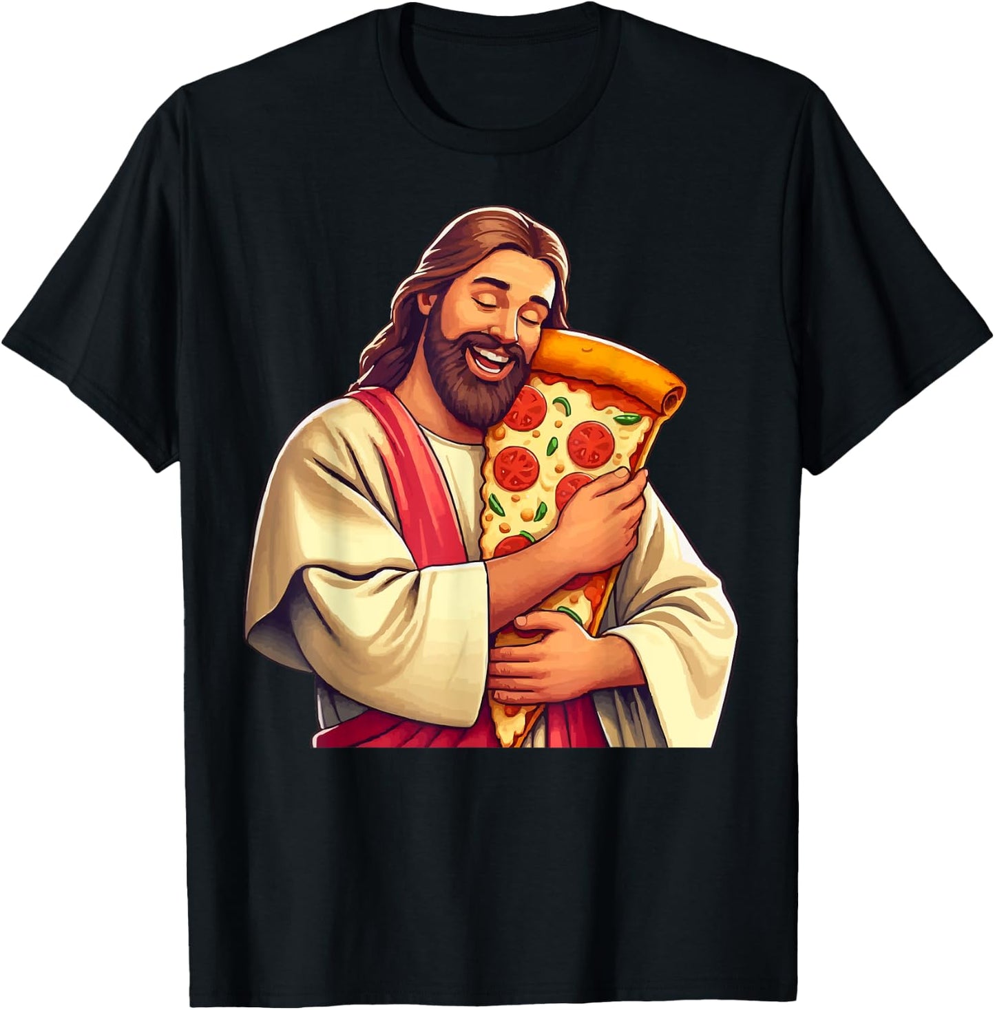 Funny Jesus Pizza Lover Christian Humor Pizza Joke T-Shirt - T-Shirt | Black