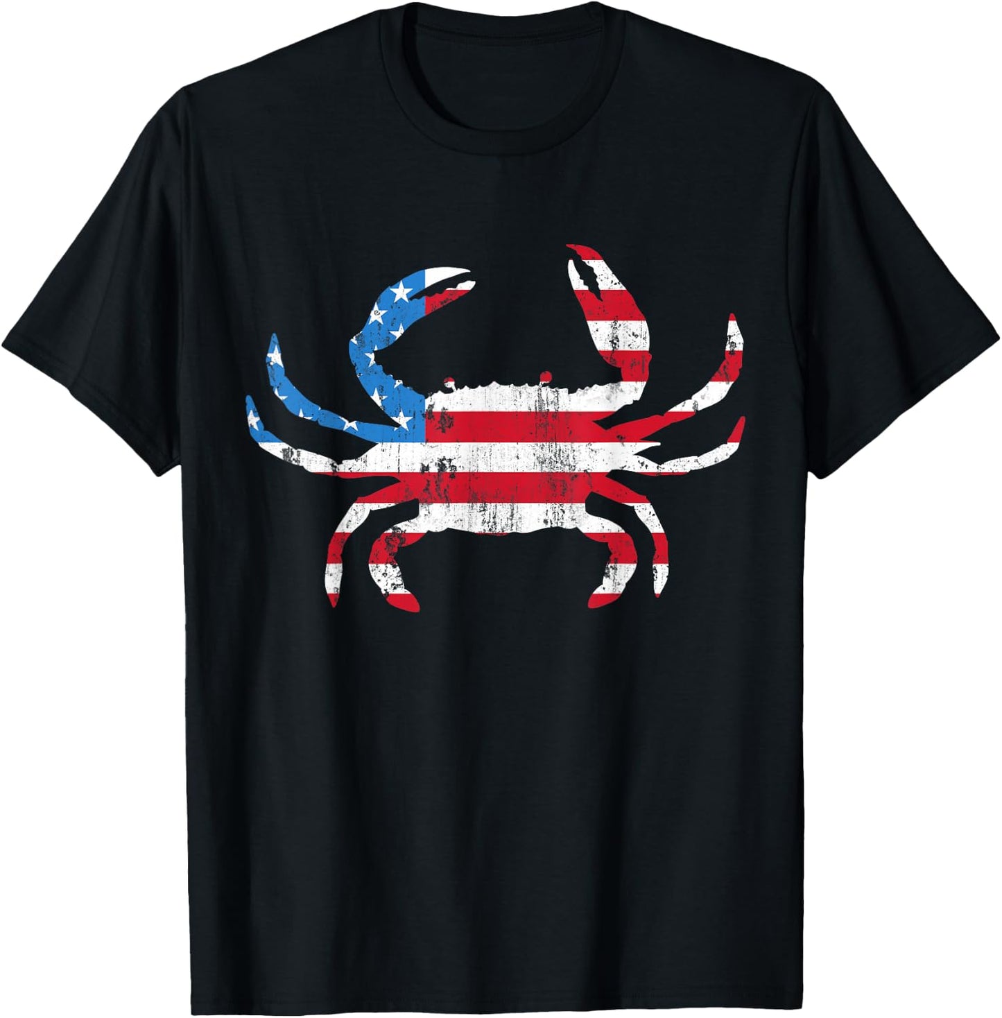 Crab Vintage American Flag T-Shirt - T-Shirt | Black