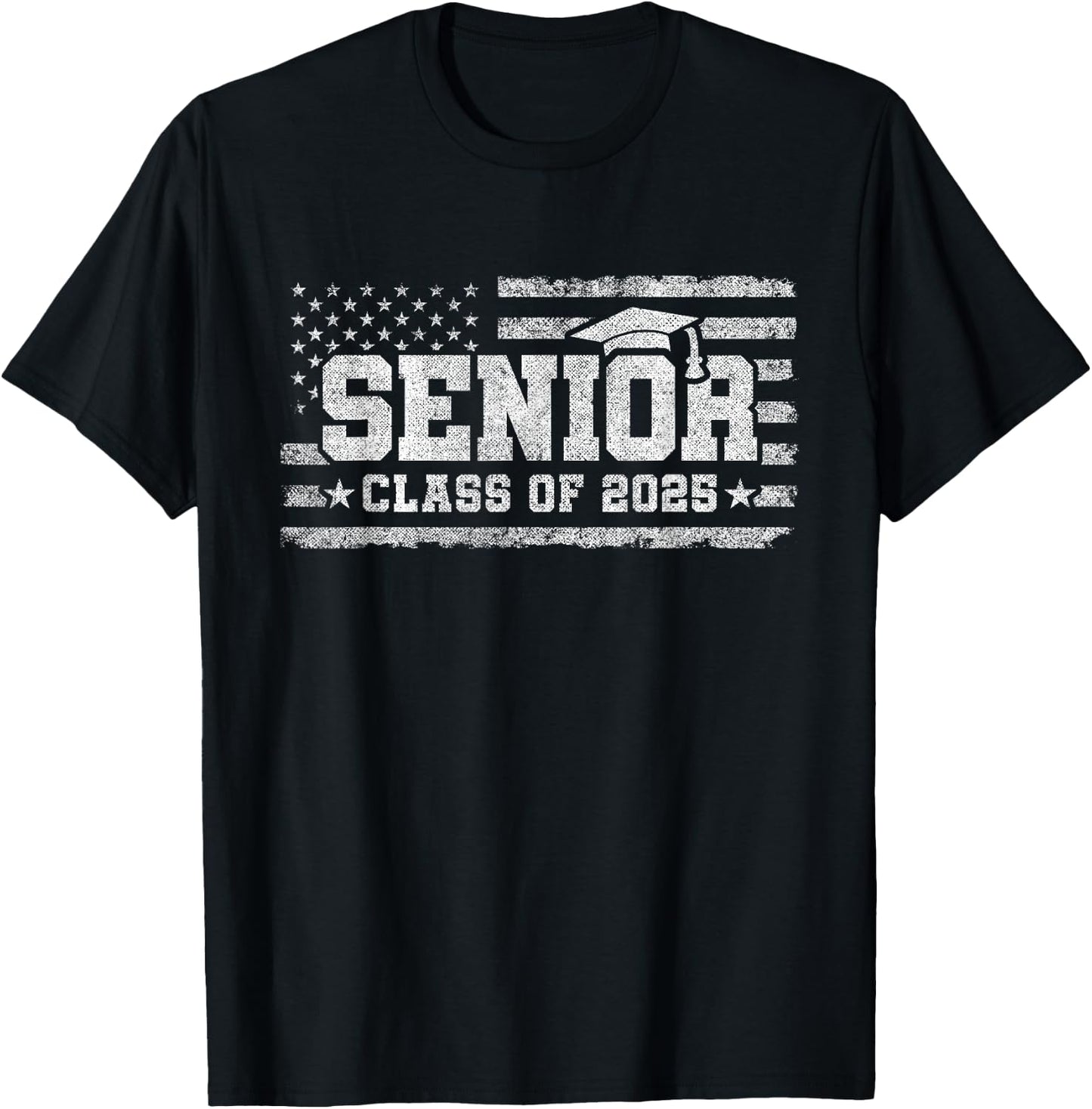 Senior Class 2025 Graduation - American Flag - Senior 2025 T-Shirt - T-Shirt | Black