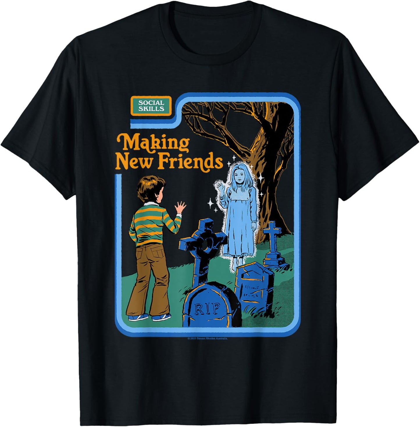 New Friends Ghost Sarcastic Retro Vintage Funny Adult Humor T-Shirt - T-Shirt | Black