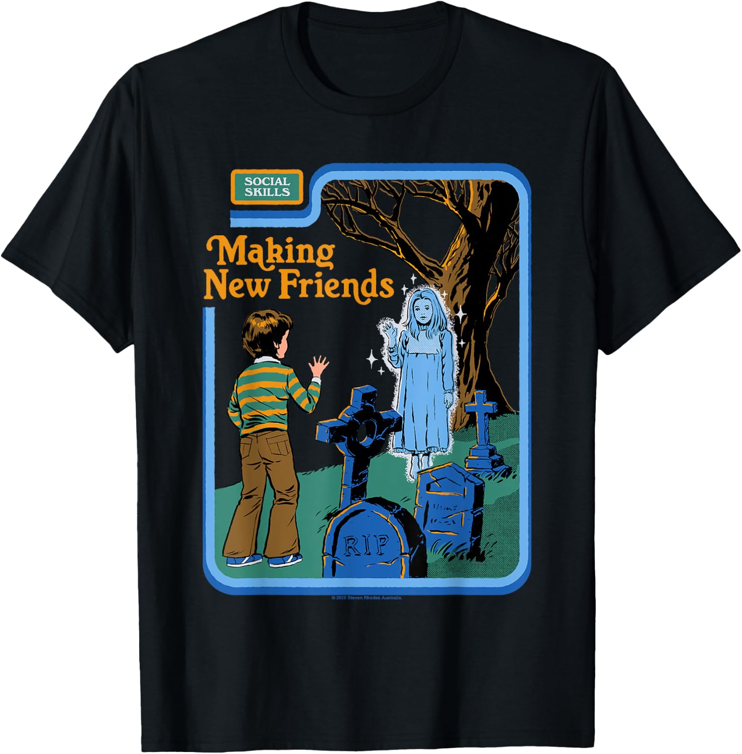 New Friends Ghost Sarcastic Retro Vintage Funny Adult Humor T-Shirt - T-Shirt | Black