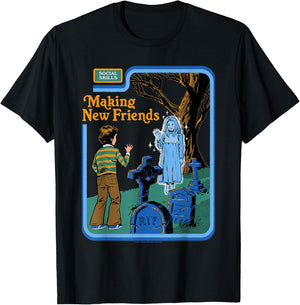 New Friends Ghost Sarcastic Retro Vintage Funny Adult Humor T-Shirt - T-Shirt | Black