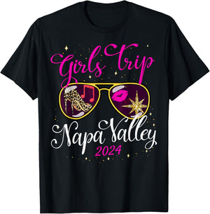 Girls Trip Napa Valley 2024 Weekend Birthday Squad T-Shirt - T-Shirt | Black