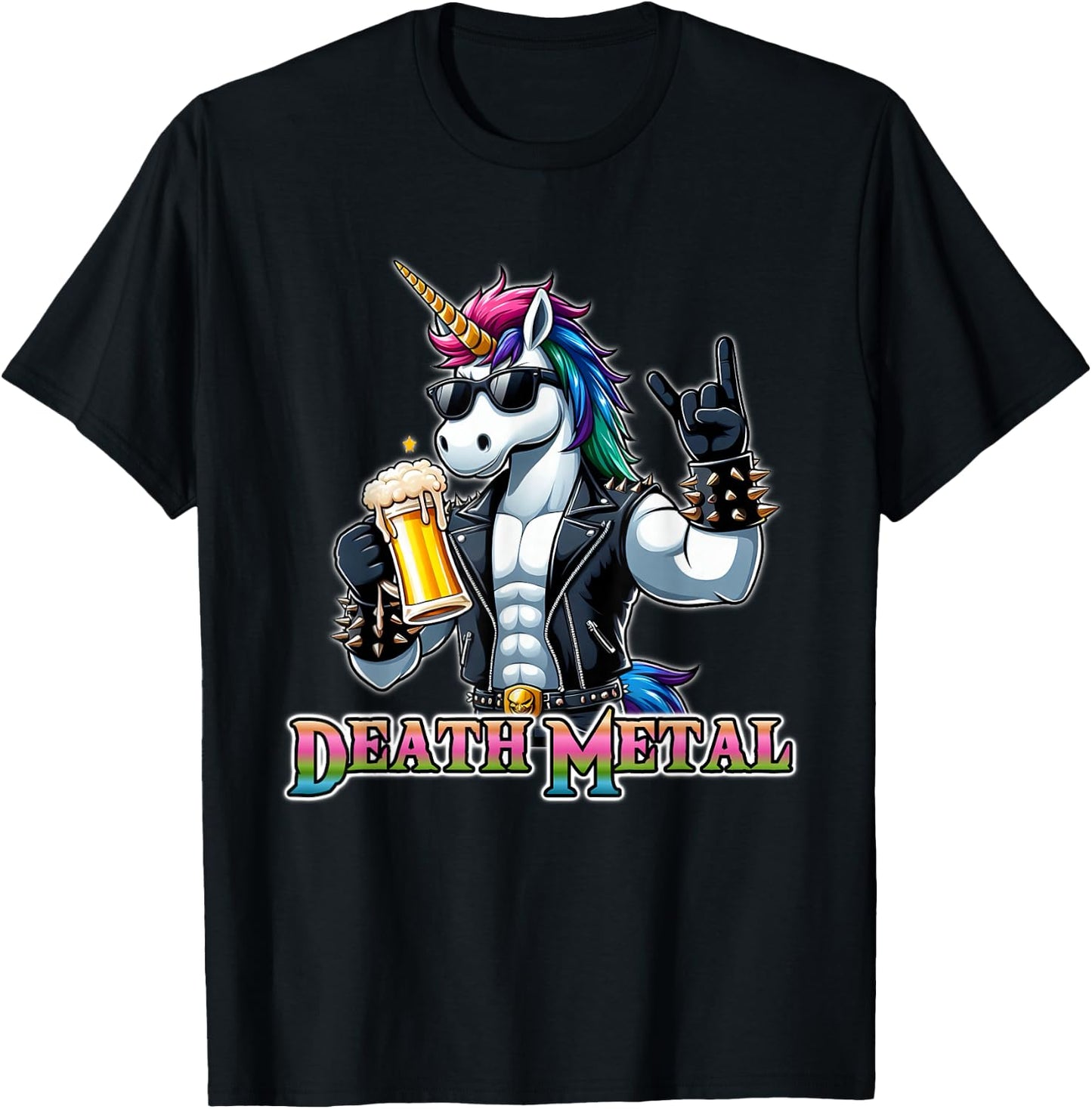 Unicorn Death Metal for Metal Fans , Black, S T-Shirt - T-Shirt | Black