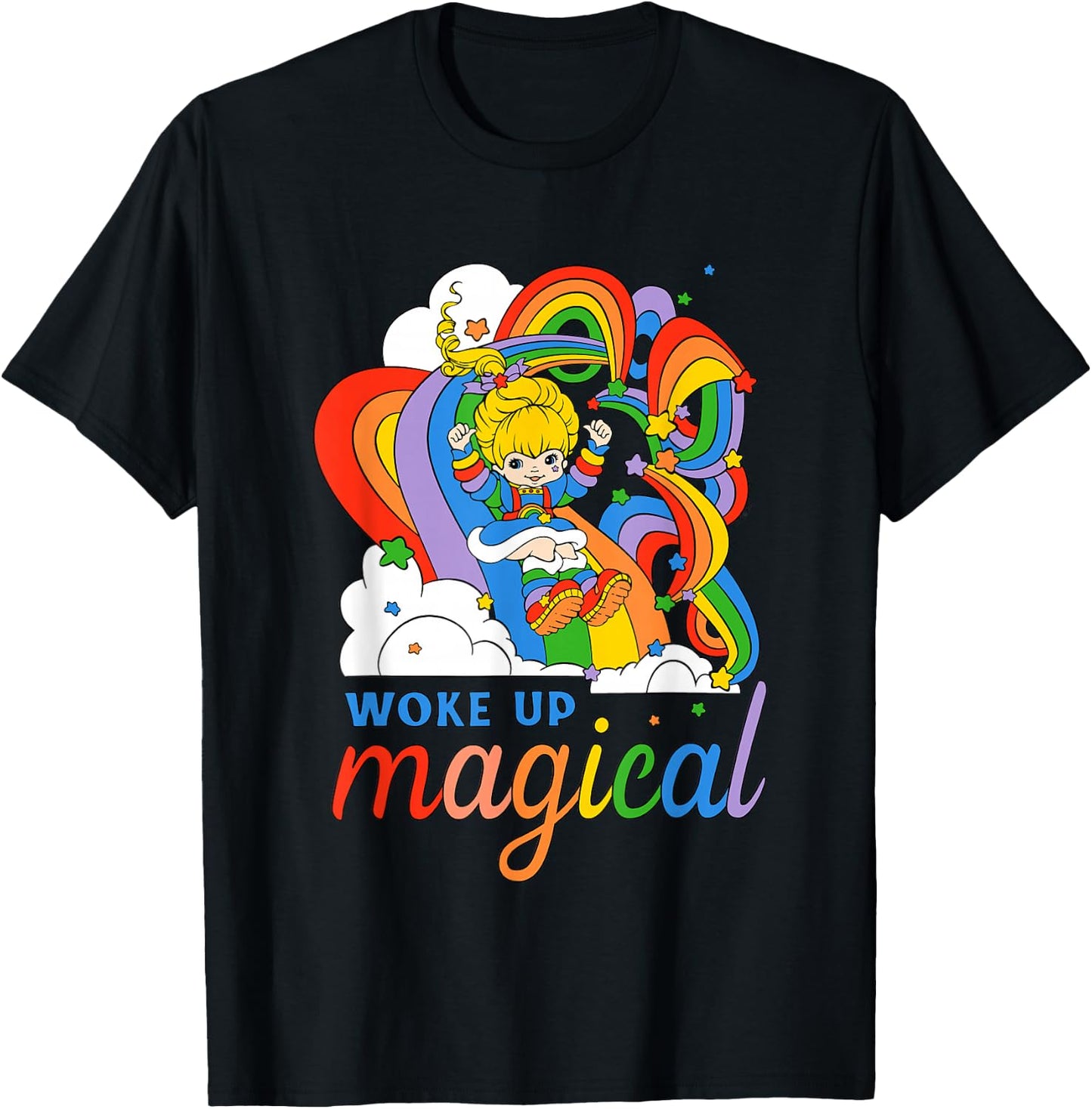 Rainbow Brite Woke Up Magical Vintage Rainbow Slide T-Shirt - T-Shirt | Black