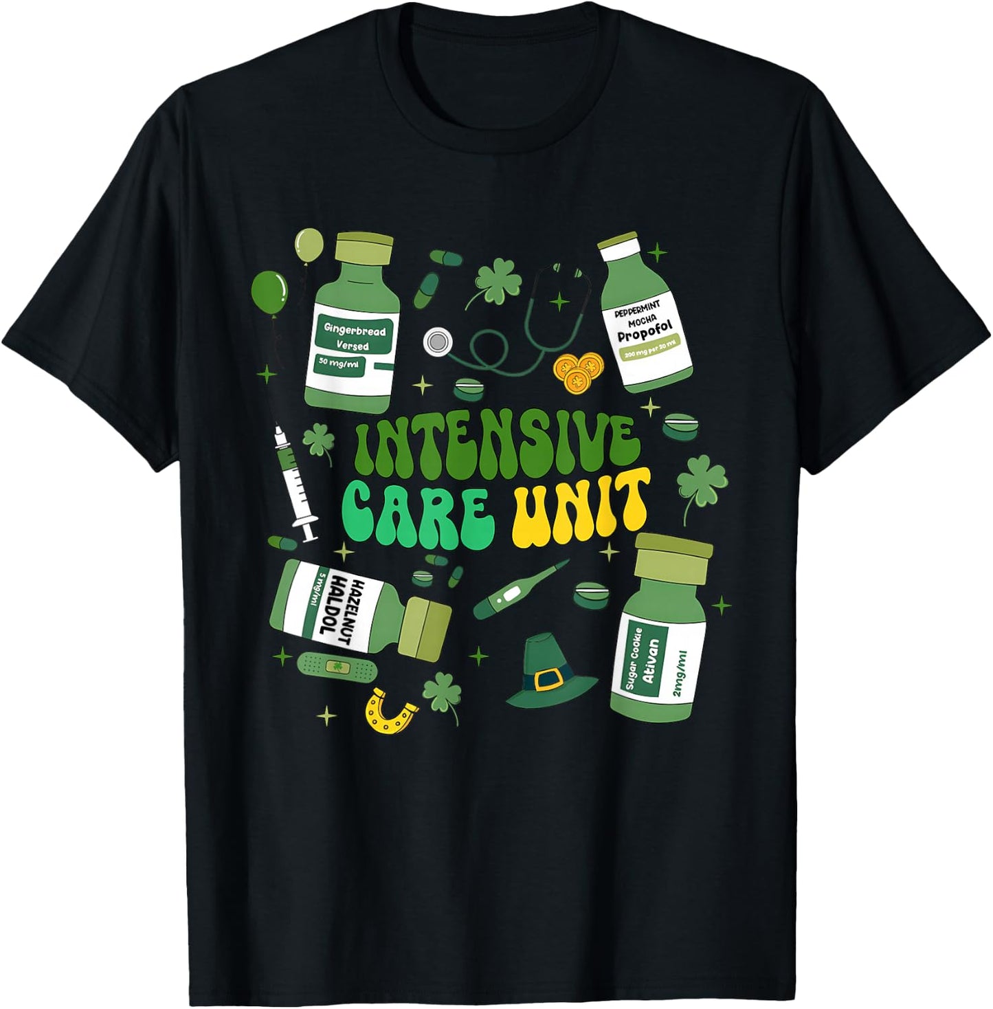 Intensive Care Unit St Patricks Day ICU Nurse Crew Lucky Day T-Shirt - T-Shirt | Black
