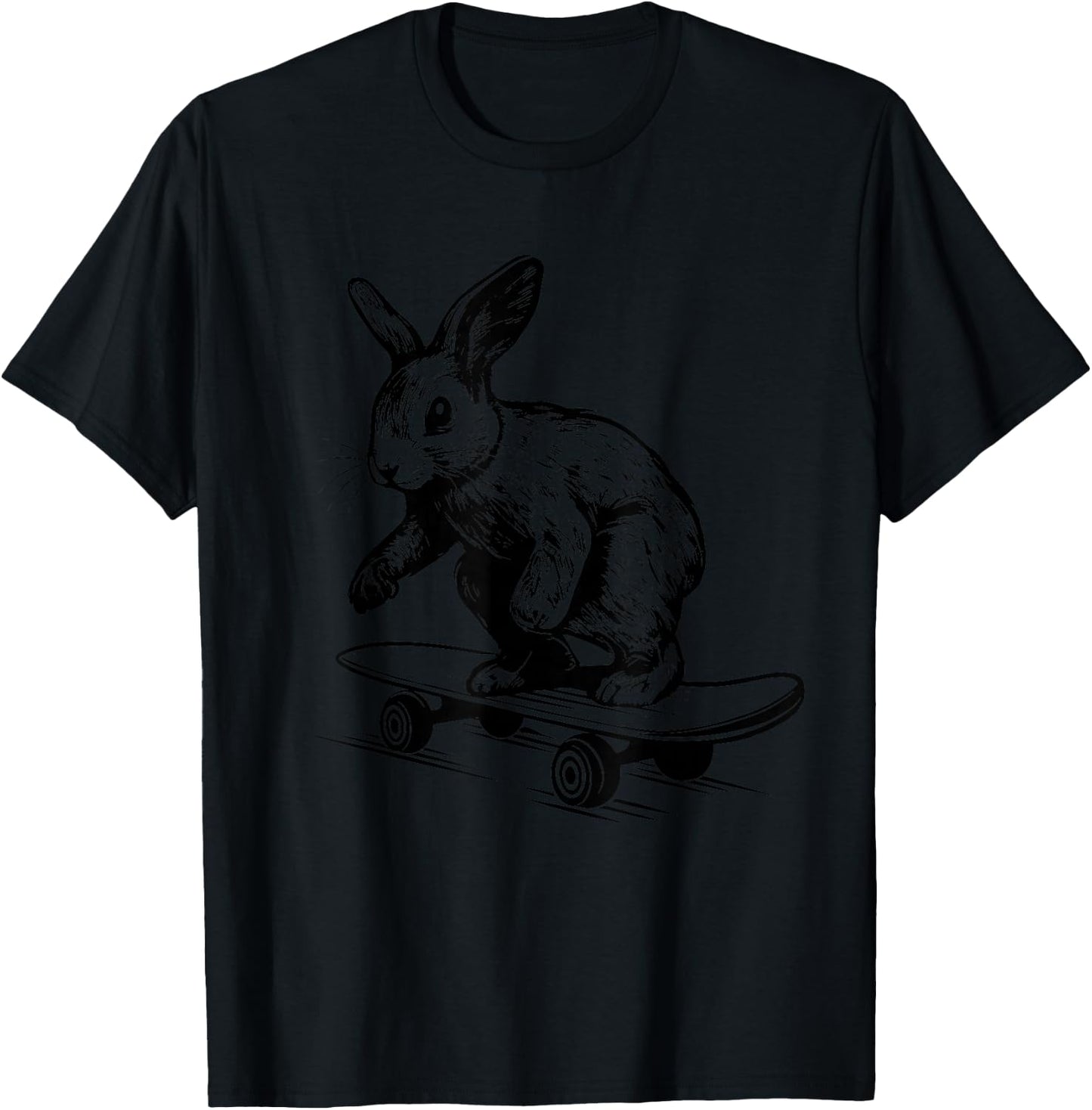Rabbit Lover Bunny on Skateboard Easter Rabbit T-Shirt - T-Shirt | Black