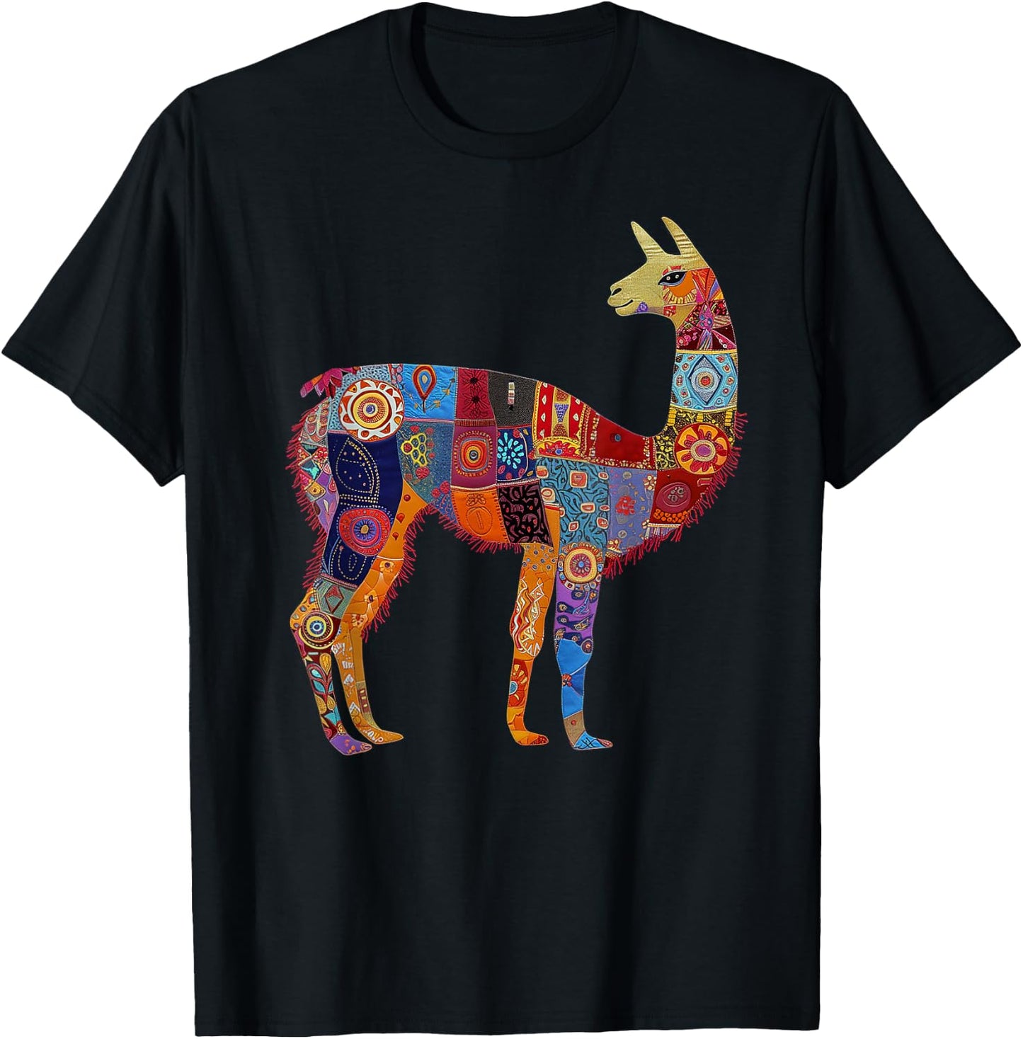 Peruvian Llama Alpaca Flowers Colourful Peru Souvenir T-Shirt - T-Shirt | Black