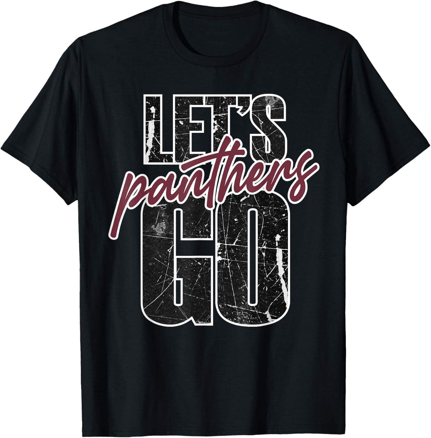 Lets Go Panthers Mascot School Spirit Maroon Panther Teacher T-Shirt - T-Shirt | Black