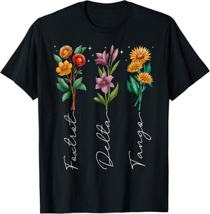 Retro Boho Funny Foxtrots Deltas Tangos Flower Men Women T-Shirt - T-Shirt | Black