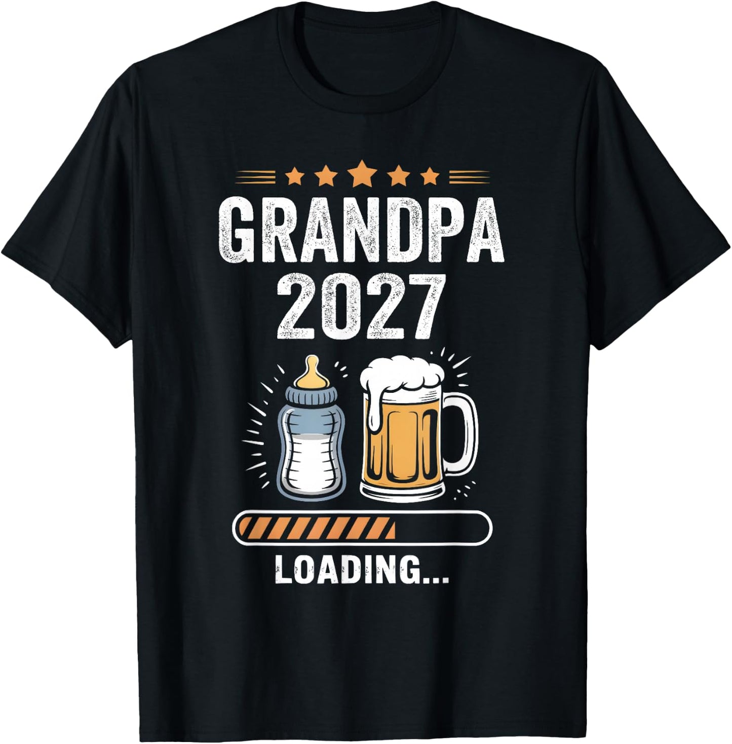 Grandpa 2027 Loading Pregnancy Baby Promoted to Grandpa 2027 T-Shirt - T-Shirt | Black