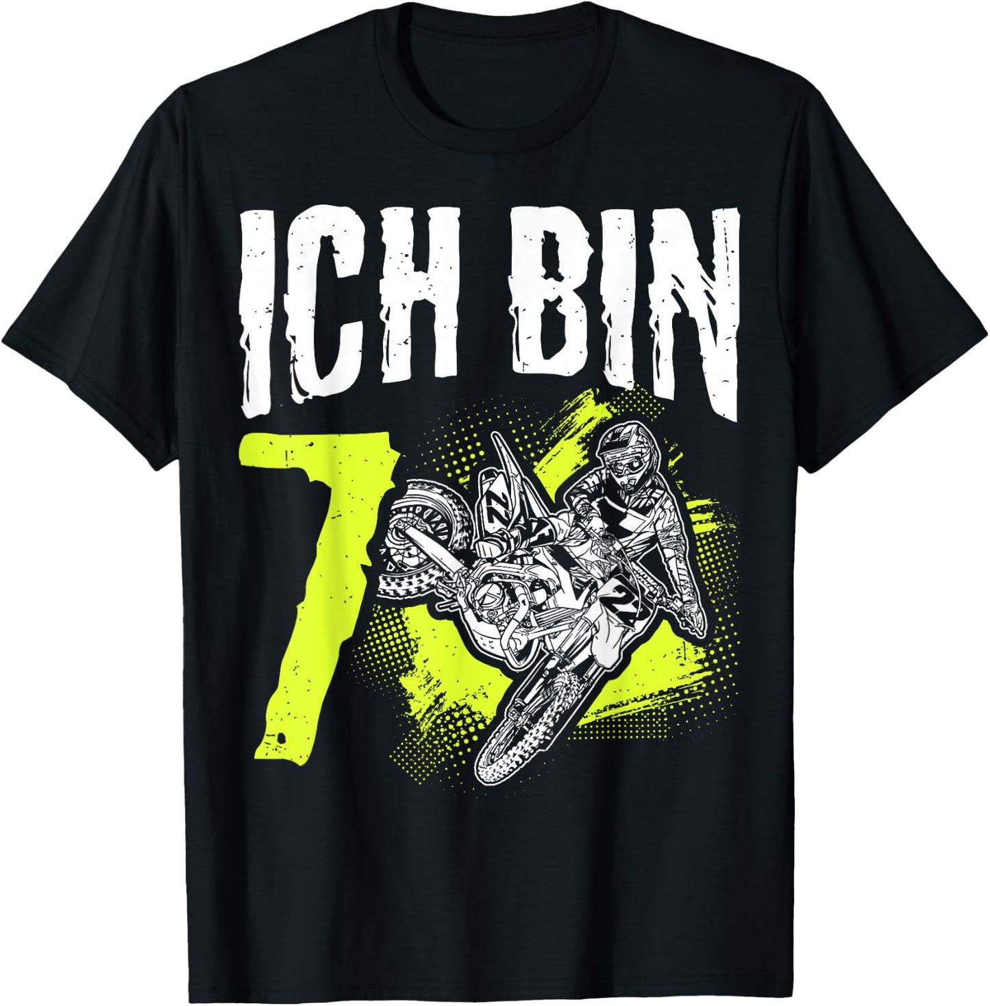 I Am 7th Birthday Motocross Gift , black T-Shirt - T-Shirt | Black