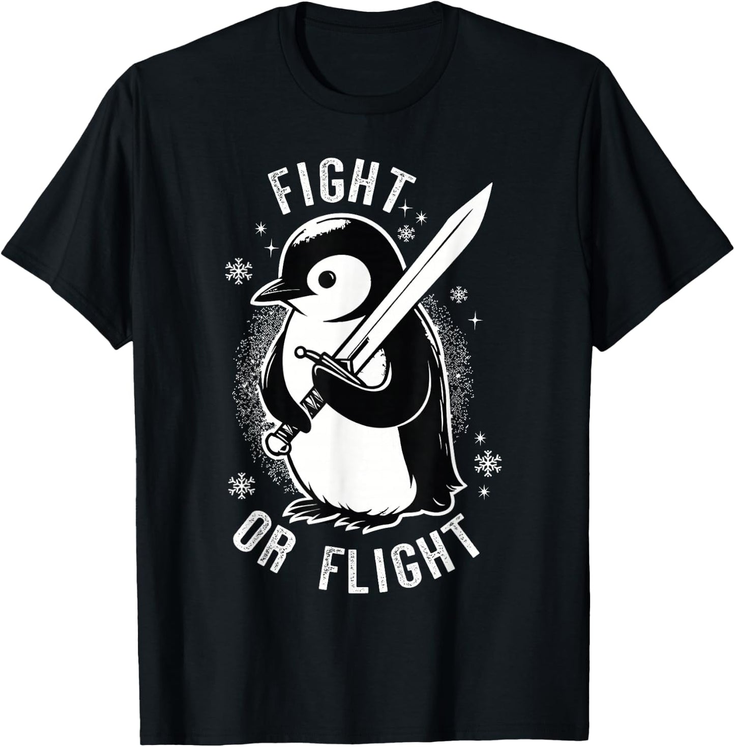 Fight or Flight Penguin T-Shirt - T-Shirt | Black