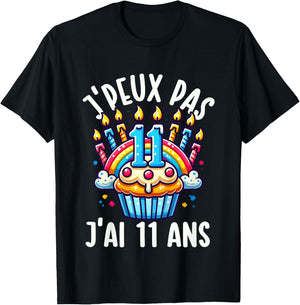 Kids Je Peux Pas Je ai 11 Ans Anniversaire Funny Funny Kawaii , Black, 2 T-Shirt - T-Shirt | Black