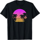 Retro 80s Palm Trees: Vaporwave / Outrun Art Sunset Beach T-Shirt - T-Shirt | Black