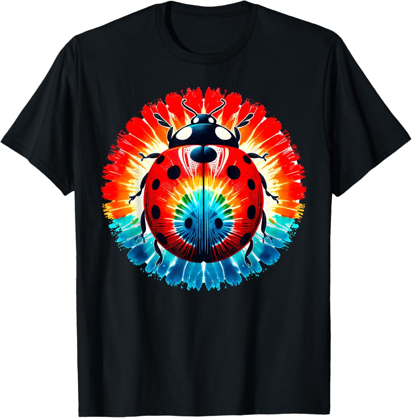 Cool Graphic Tie Dye Sunglasses Ladybug Illustration Art T-Shirt - T-Shirt | Black