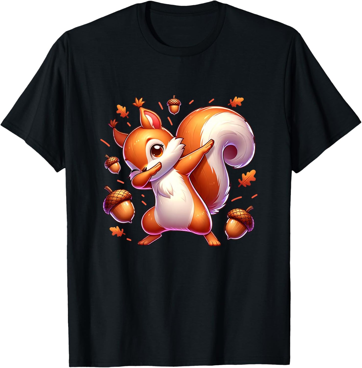 Kids Dabbing Red Squirrel Dancing Cute Animal Lover Girls Graphic T-Shirt - T-Shirt | Black