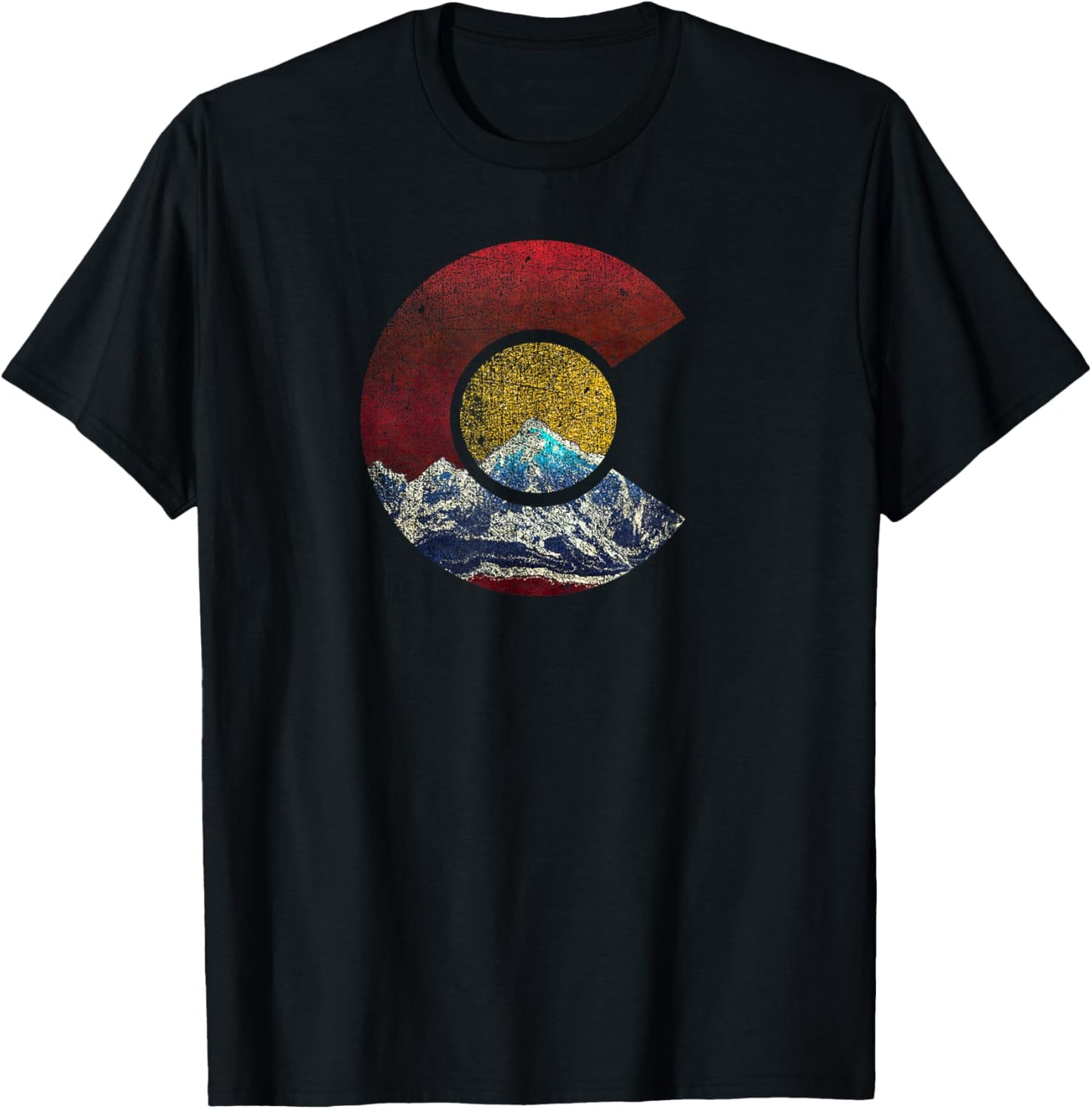 Colorado Shirt with Flag Themed Mountain T-Shirt - T-Shirt | Black