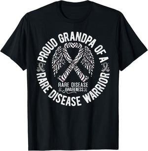 Proud Grandpa Of A Rare Disease Warrior Rare Disease T-Shirt - T-Shirt | Black