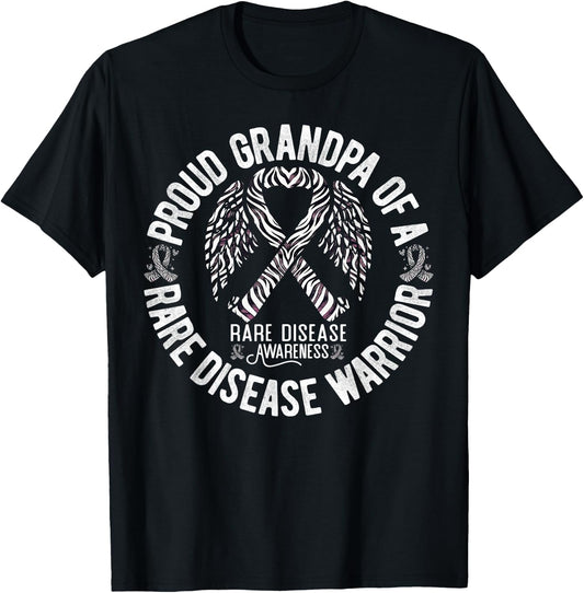 Proud Grandpa Of A Rare Disease Warrior Rare Disease T-Shirt - T-Shirt | Black