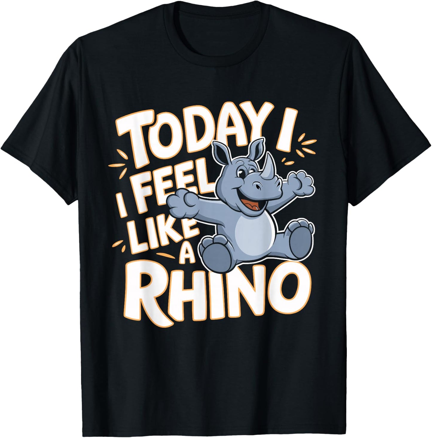 Childrens Today I feel like a Rhino Design | Kids Rhinoceros T-Shirt - T-Shirt | Black