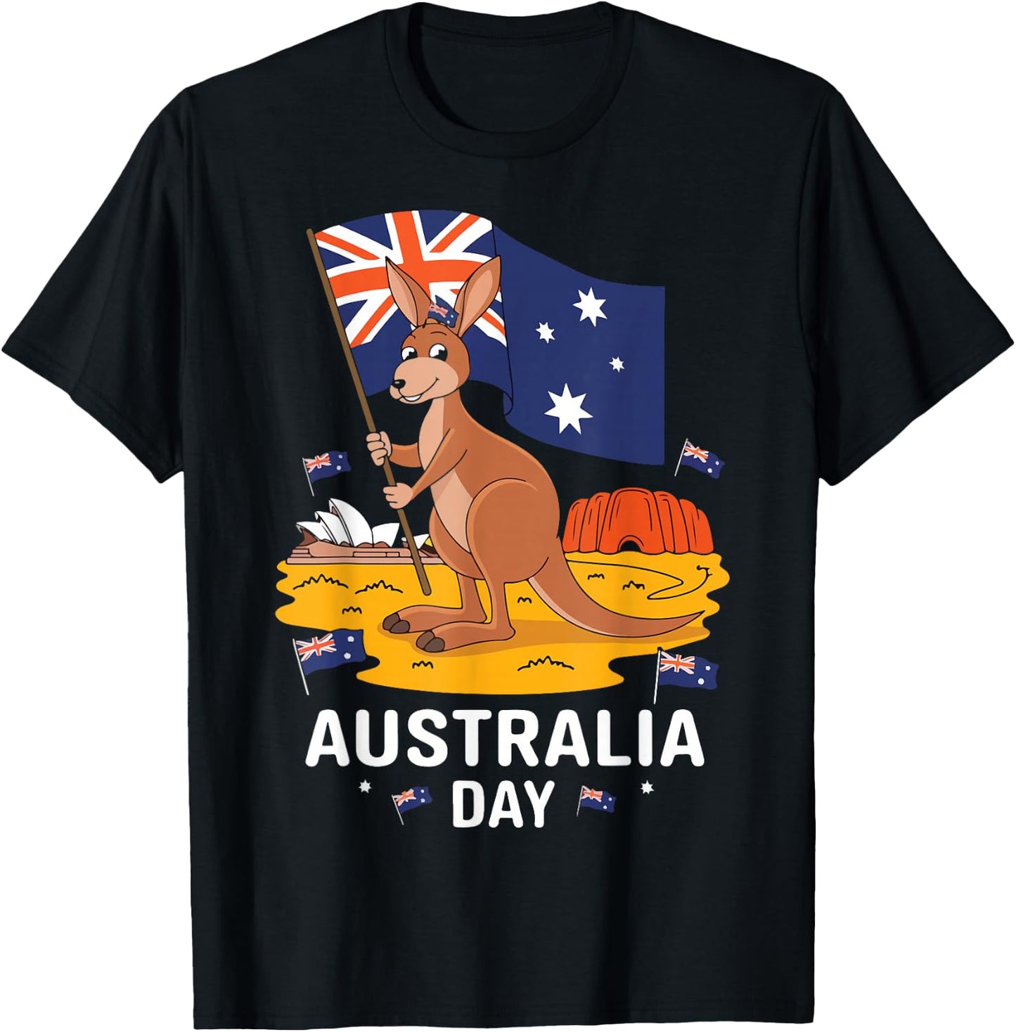 Australia Day Sydney Patriotic Kangaroo , Black, S T-Shirt - T-Shirt | Black