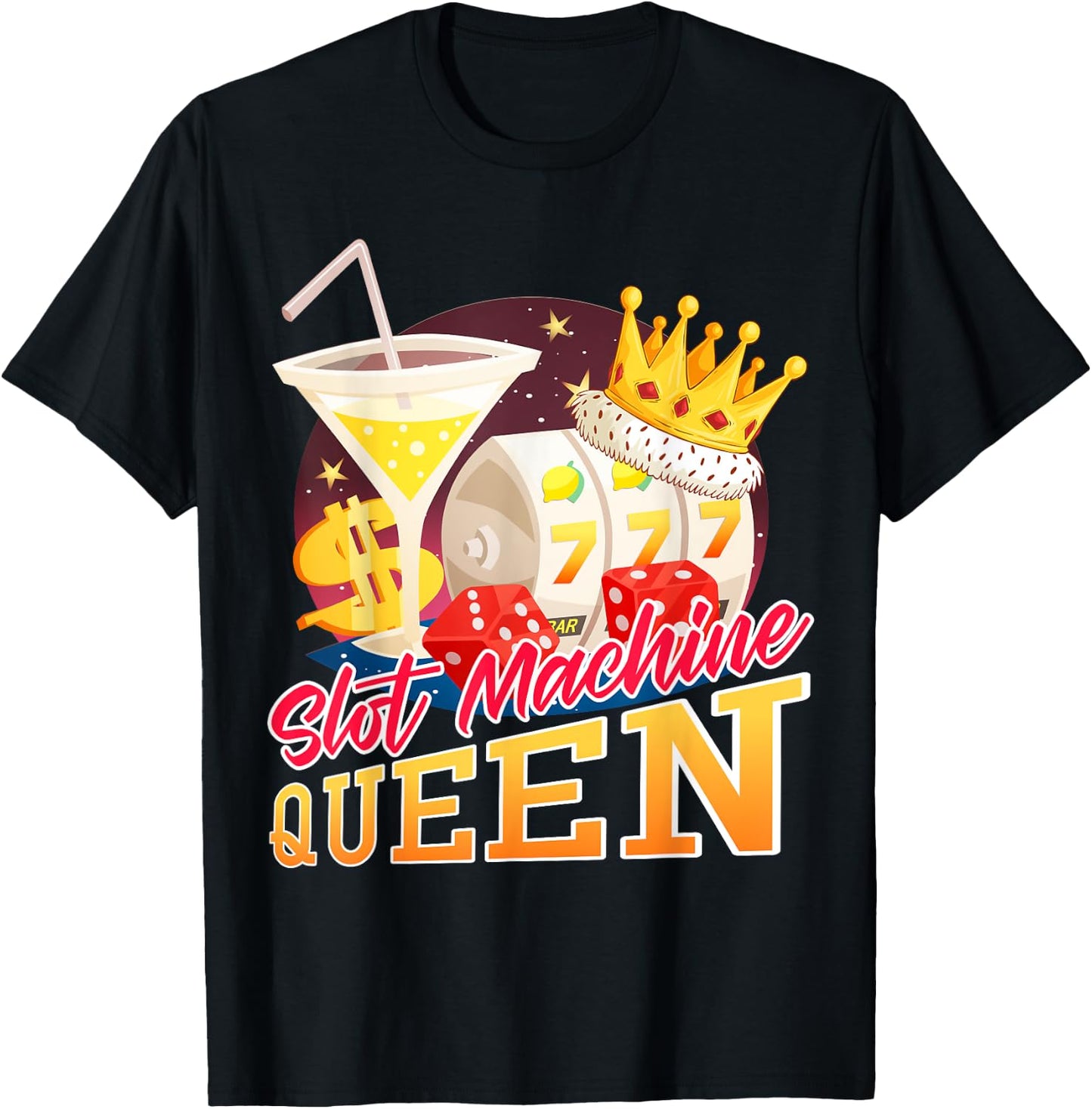 Slot Machine Queen Slot Machine T-Shirt - T-Shirt | Black