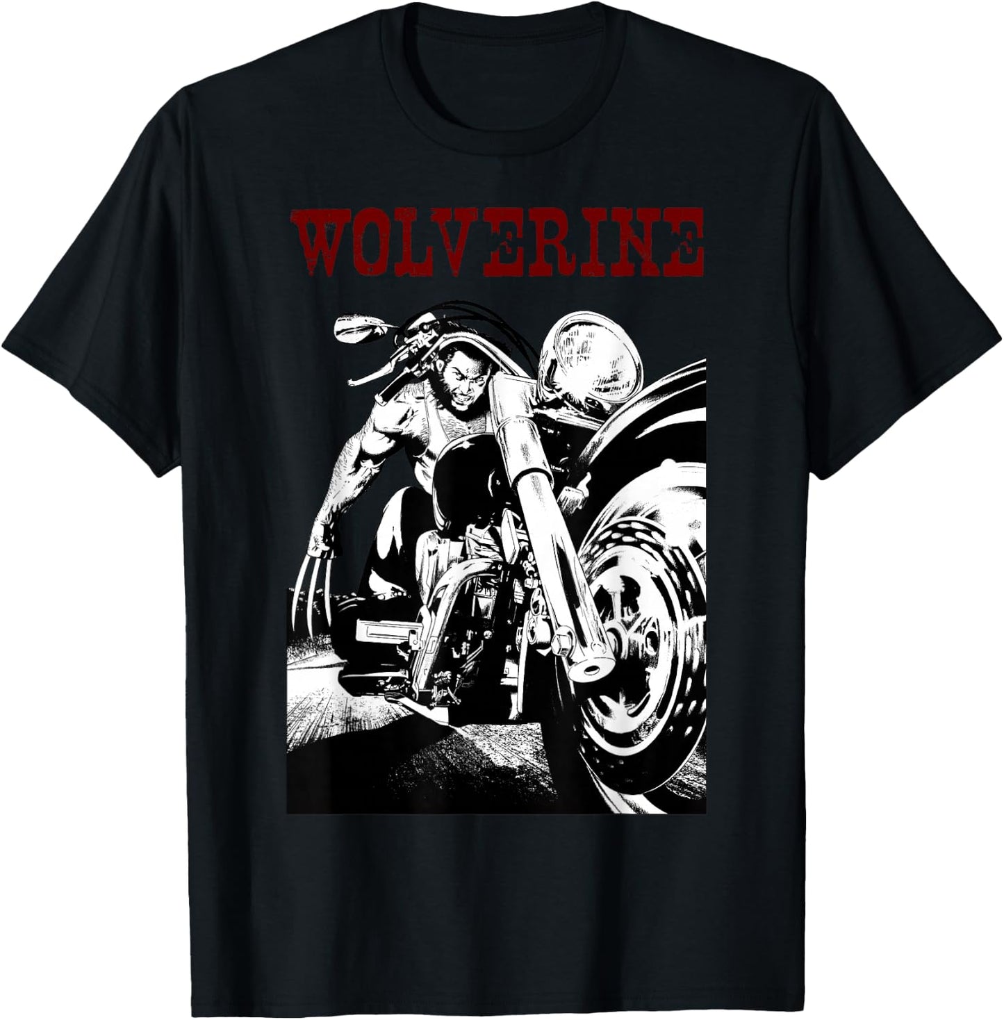 Marvel X-Men Wolverine Young Biker Logan Motorcycle T-Shirt - T-Shirt | Black