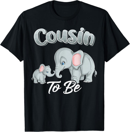 Soon Cousin to Be Elephants for Baby Shower Gender Reveal T-Shirt - T-Shirt | Black