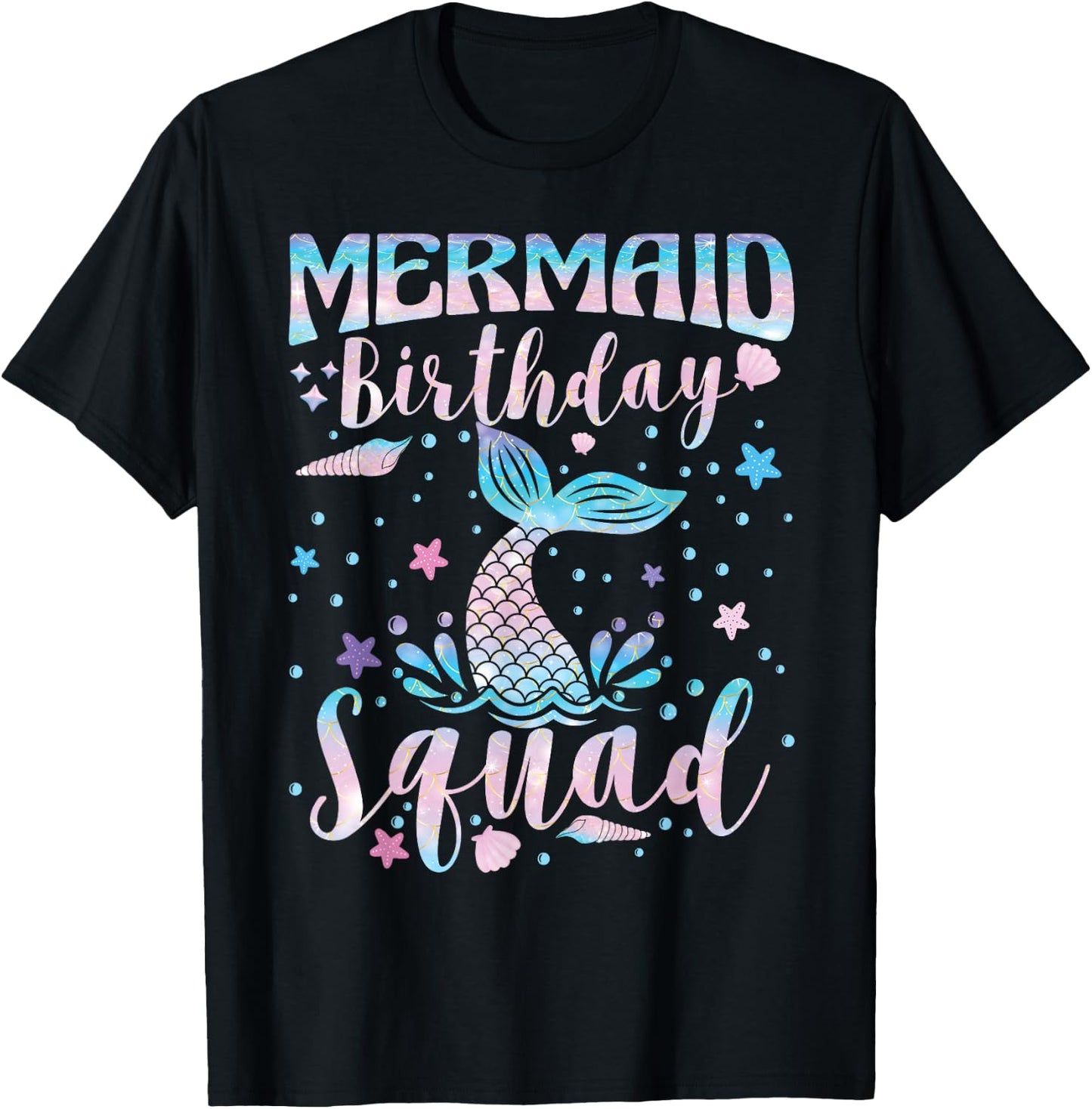 Mermaid Birthday Squad T-Shirt - T-Shirt | Black