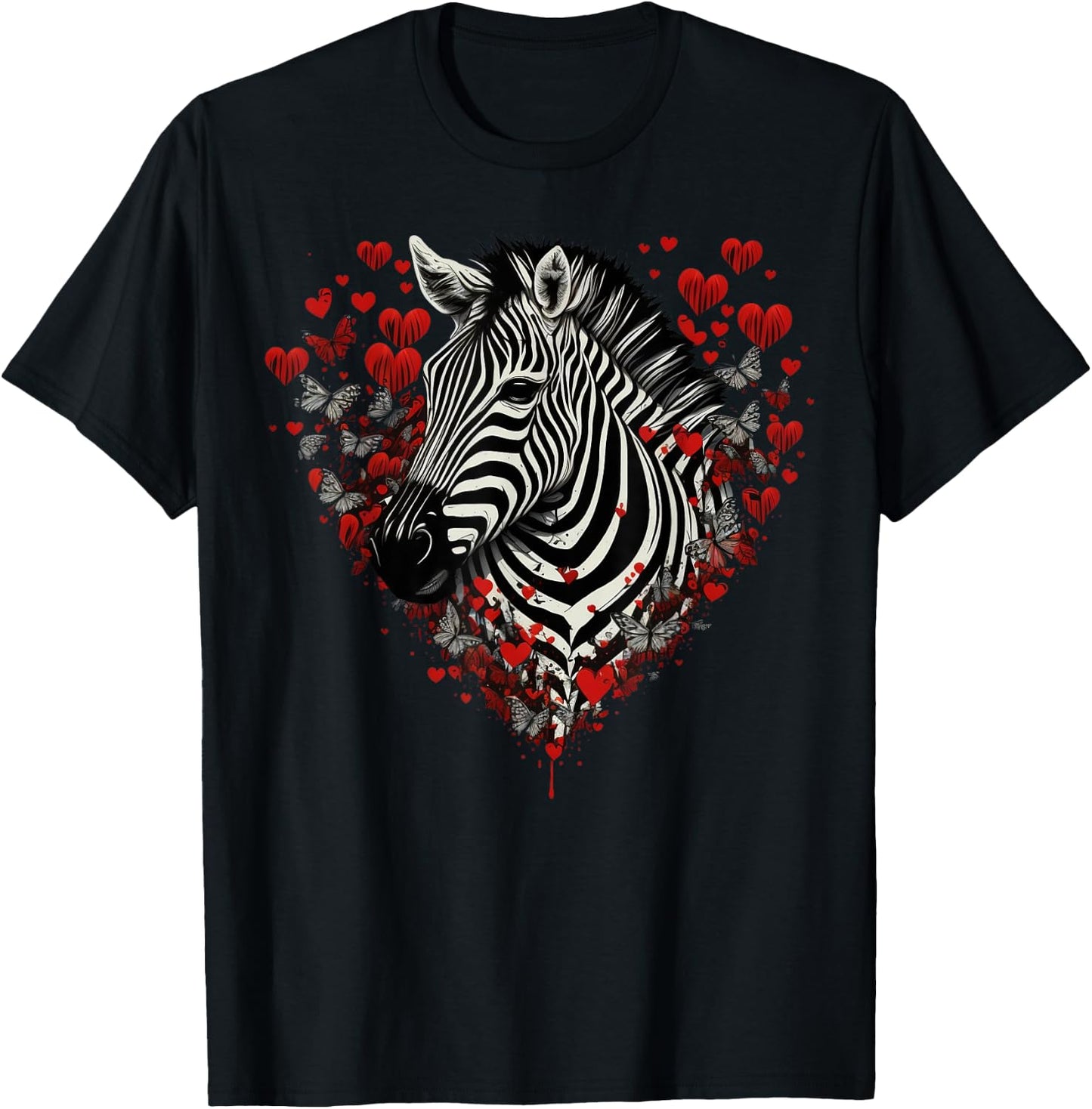 Zebra Love Heart for Valentines Day on Zebra Lover T-Shirt - T-Shirt | Black