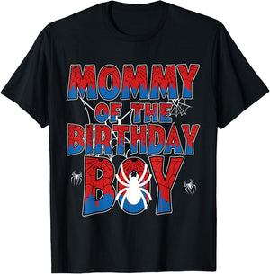 Spider Web Birthday Party Mom of The Birthday Boy T-Shirt - T-Shirt | Black