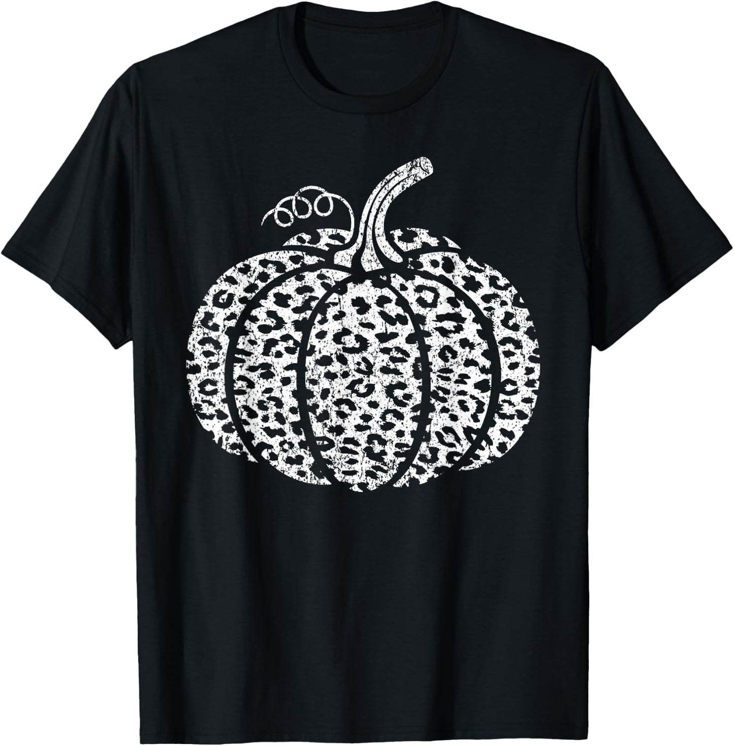 Leopard Print Pumpkin Fall Graphic Trendy Autumn Women's T-Shirt - T-Shirt | Black