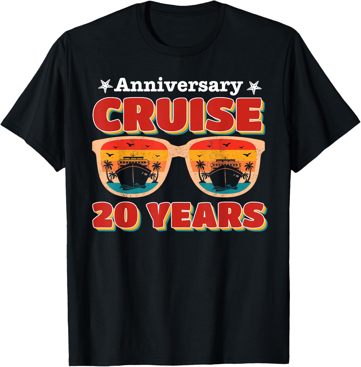 Anniversary Cruise 20 Years 2024 Husband Wife Couple Trip T-Shirt - T-Shirt | Black