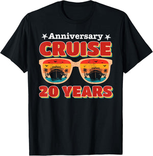 Anniversary Cruise 20 Years 2024 Husband Wife Couple Trip T-Shirt - T-Shirt | Black