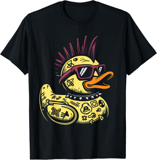 Funny Punk Rock Duck Rocker Duckling Adult Duck Fans Punk Rocker Black S Short Sleeve T Shirt T-Shirt - T-Shirt | Black