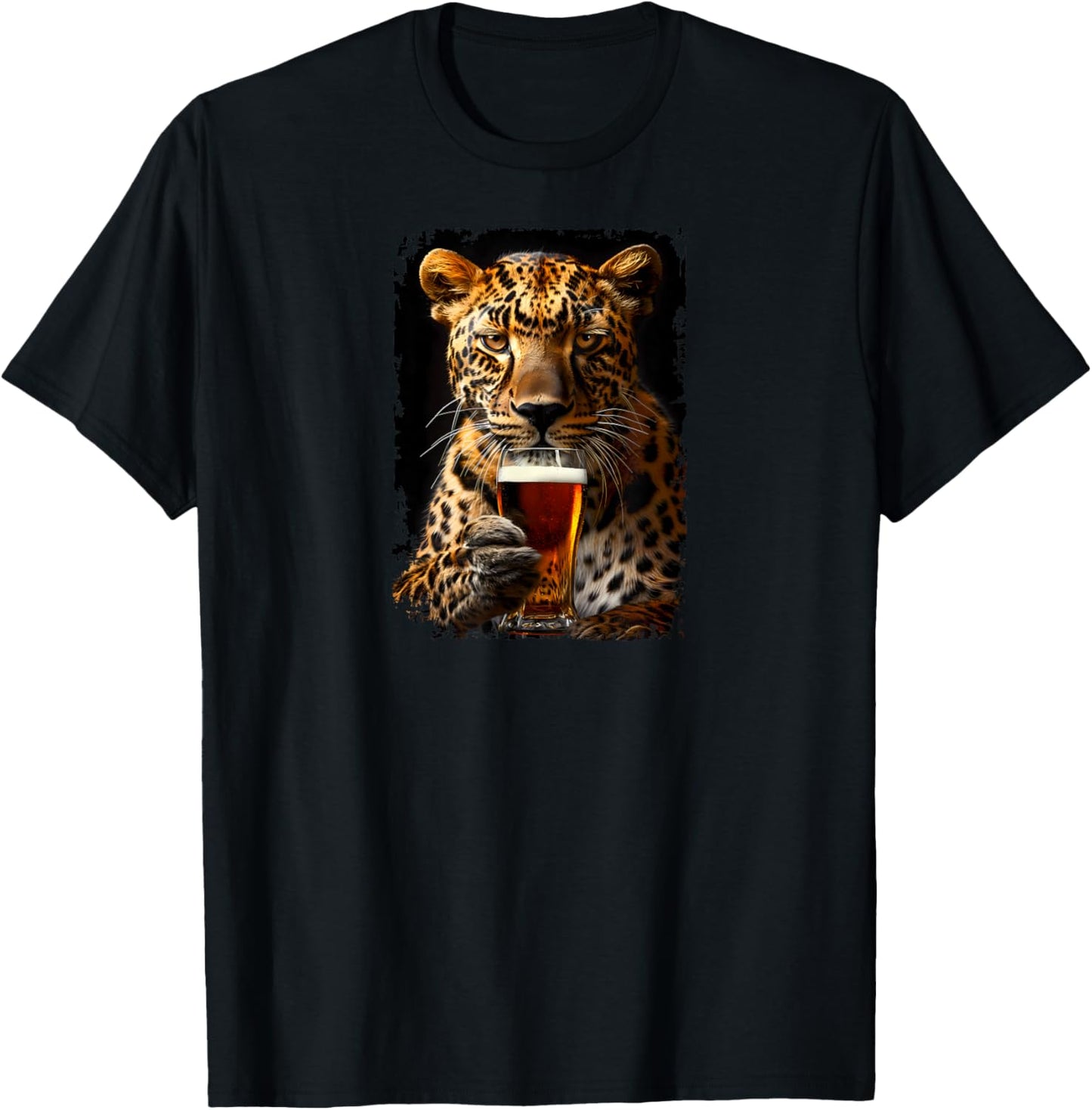 Leopard Beer , black T-Shirt - T-Shirt | Black