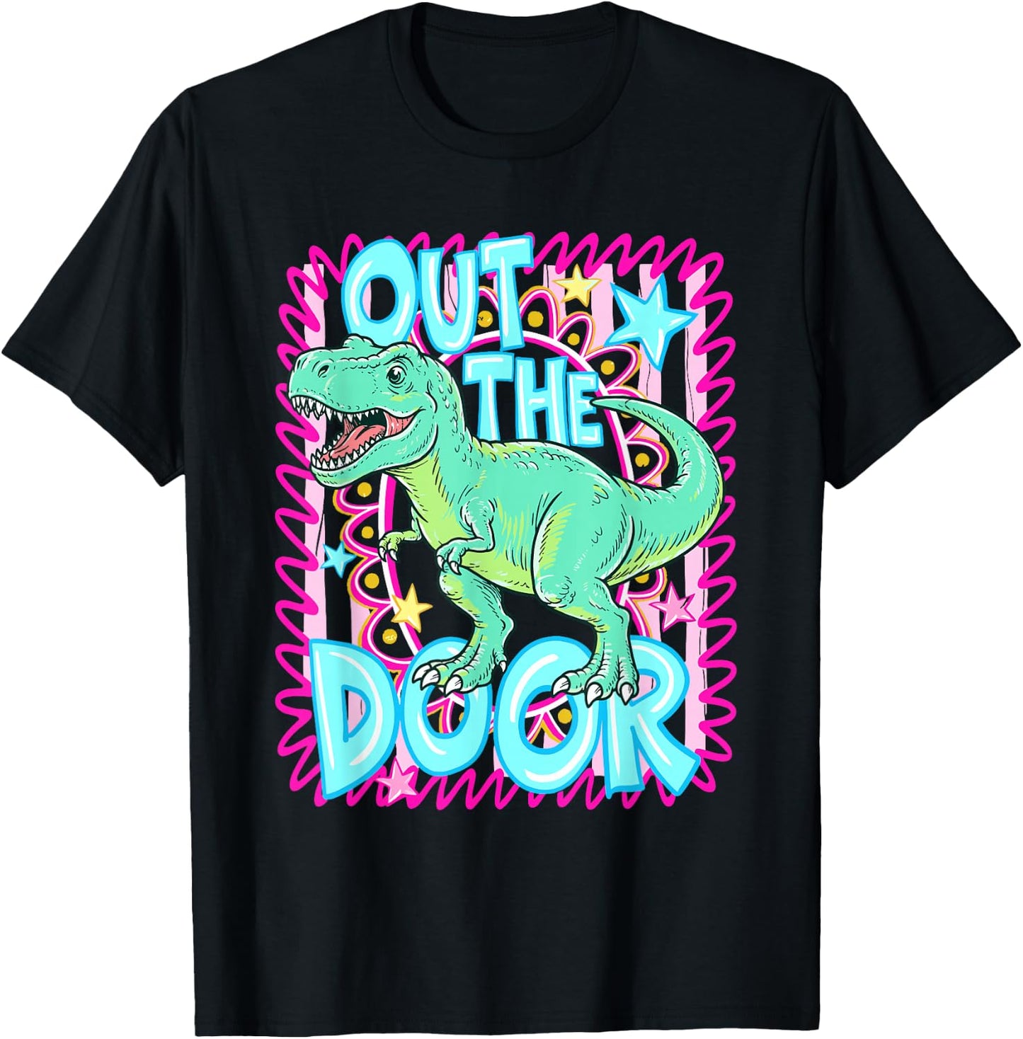 Out the Door Dinosaur TRex Last Day of School Dinosaur Lover T-Shirt - T-Shirt | Black