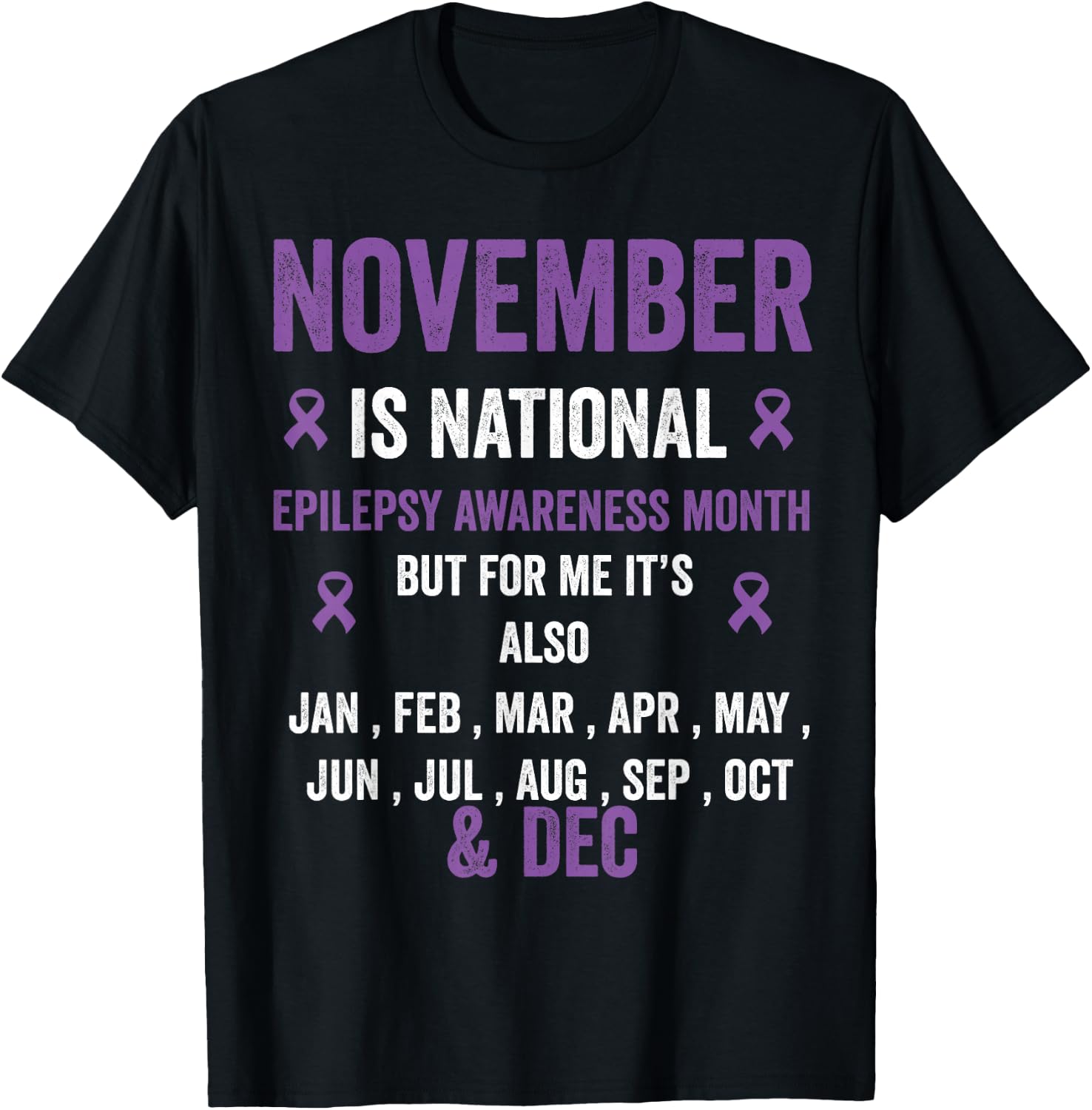 Epilepsy awareness purple ribbon - epilepsy awareness month T-Shirt - T-Shirt | Black