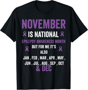 Epilepsy awareness purple ribbon - epilepsy awareness month T-Shirt - T-Shirt | Black