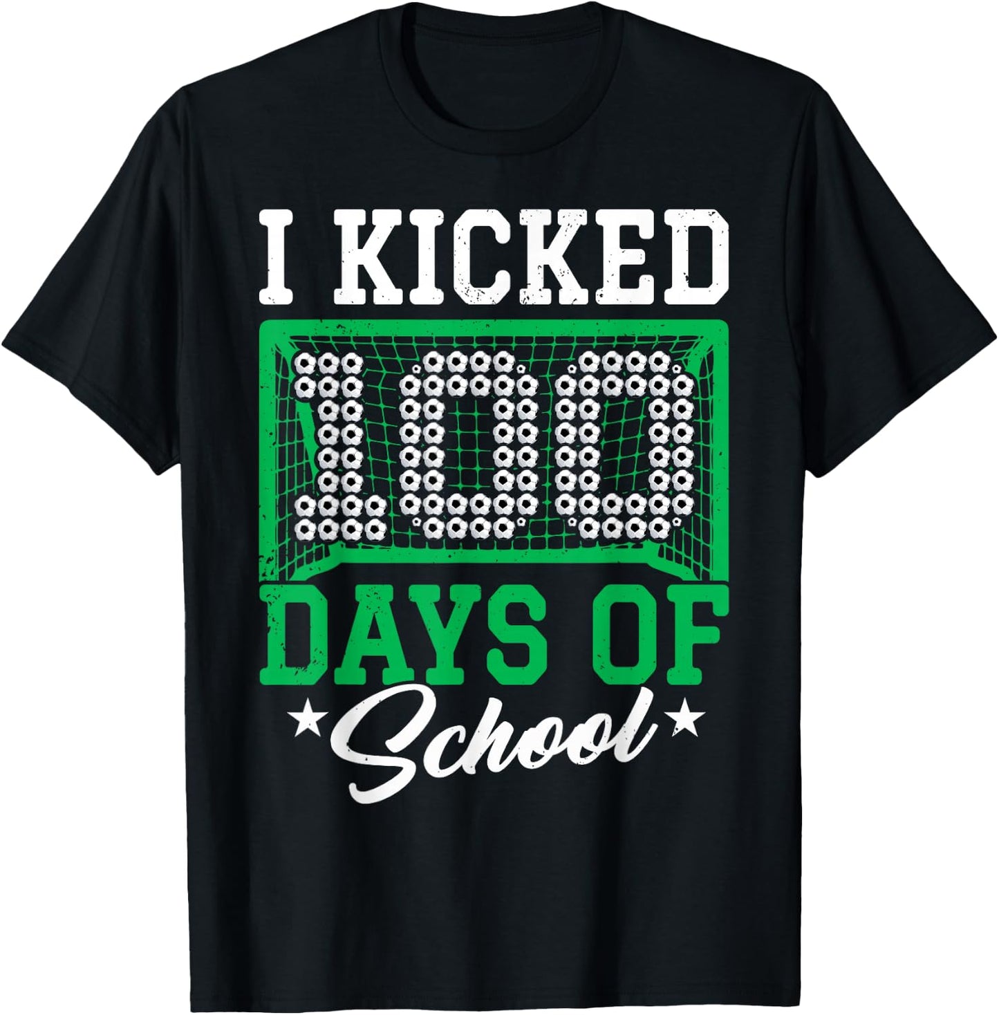 100 Days Of School Soccer 100th Day Of School For Boys Kids T-Shirt - T-Shirt | Black