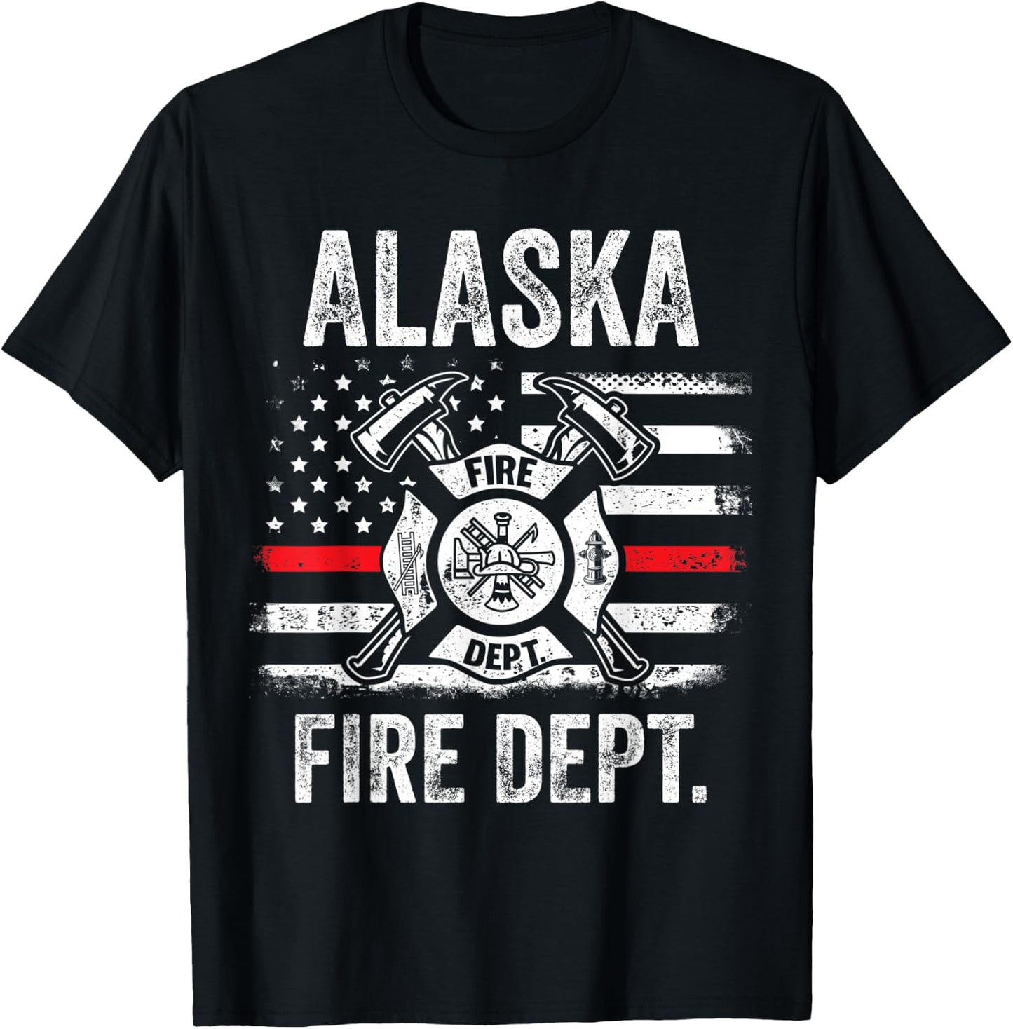 Alaska Fire Department Thin Red Line Fireman T-Shirt - T-Shirt | Black