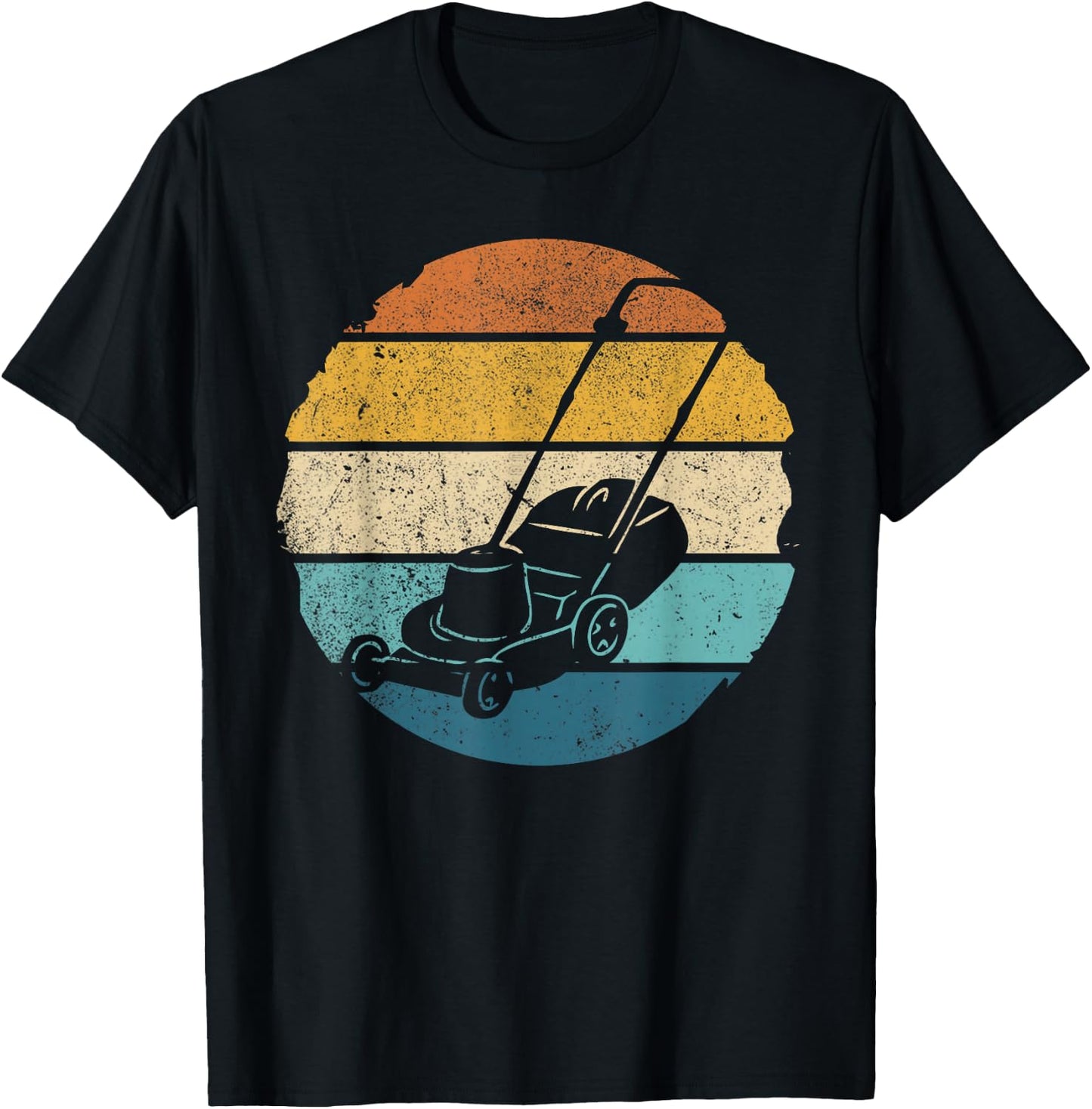 Vintage Lawn Mower - Gardener Landscaper Retro Lawnmower T-Shirt - T-Shirt | Black