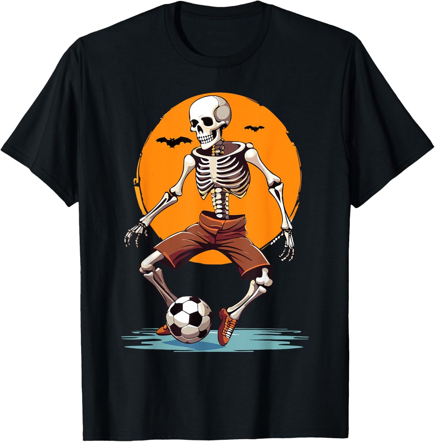 Spooky Skeleton Playing Soccer, Halloween Costume Boys Girls T-Shirt - T-Shirt | Black