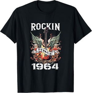 Rockin Since 1964 Classic Rock Guitar Year Of Birth Birthday T-Shirt - T-Shirt | Black